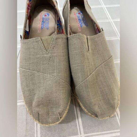 Skechers Womens Bobs Highlights High Jinx Taupe Canvas Rope Wedge Slip On Size 9 - Picture 10 of 11